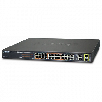 коммутатор/ PLANET 24-Port 10/100TX 802.3at High Power POE + 2-Port Gigabit TP/SFP Combo Managed Ethernet Switch (220W)