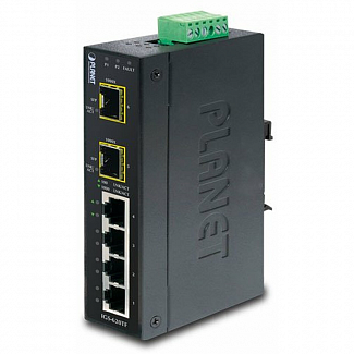 коммутатор/ PLANET IP30 Industrial 4-Port 10/100/1000T + 2-Port 100/1000X SFP Gigabit Switch (-40 to 75 degree C)