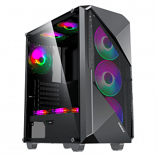 Компьютерный корпус, без блока питания ATX/ Gamemax Revolt ATX case, black, w/o PSU, w/1xUSB3.0+1xUSB2.0, w/3x12cm ARGB GMX-FN12-Rainbow-T front fans, w/1x12cm ARGB GMX-FN12-Rainbow-T rear fan