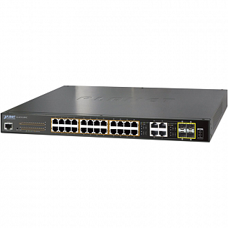 коммутатор/ PLANET IPv6/IPv4, 24-Port Managed 802.3at POE+ Gigabit Ethernet Switch + 4-Port Gigabit Combo TP/SFP (440W)