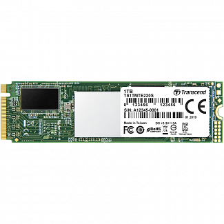 Твердотельный накопитель/ Transcend SSD MTE220S, 1024GB, M.2(22x80mm), NVMe 1.3, PCIe 3.0 x4, 3D TLC, R/W 3500/3200MB/s, IOPs 330 000/370 000, DRAM buffer 1024MB, TBW 2200, DWPD 1.2 (5 лет)