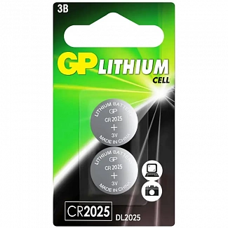 Литиевая дисковая батарейка GP Lithium CR2025 - 2 шт. в блистере