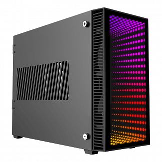 Компьютерный корпус, без блока питания ITX/ Gamemax Abyss ITX case, black, w/o PSU, w/2xUSB3.0, infinity rainbow lights FP, w/2x120mm Rainbow top fans (FN12ARGB-M)