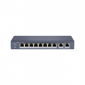 Сетевой неуправляемый коммутатор 8 RJ45 100M PoE 2 порта с высоким приоритетом; 2 Uplink порта Gigabit; IEEE802.3af IEEE802.3at; бюджет PoE 60Вт; поддержка режима передачи до 250м10Мбит/с 1-8 порт CAT5e; защита от перенапряжений DC48В 1.35A; 65Вт;-10 C...