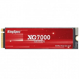 Твердотельный накопитель/ Kingspec SSD XG7000-512 2280, 512GB, M.2(22x80mm), NVMe, PCIe 4.0 x4, 3D NAND, R/W 7200/4400MB/s, IOPs 630 000/390 000, TBW 300, DWPD 0.89, with Heat Sink (3 года)