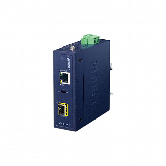 медиа конвертер/ PLANET IGT-815AT IP30 Compact size Industrial 100/1000BASE-X SFP to 10/100/1000BASE-T Media Converter (-40 to 75 C, LFP Supported)