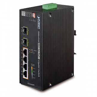 коммутатор/ PLANET IP30 6-Port Gigabit Switch with 4-Port 802.3AT POE+ plus 2-port 100/1000X SFP (-40 to 75 C)