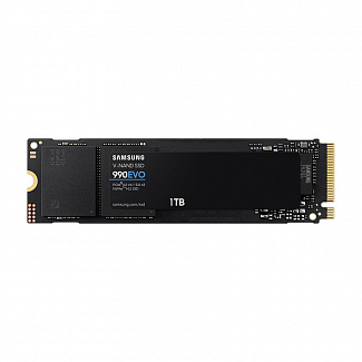 Твердотельные накопители/ Samsung SSD 990 EVO, 1000GB, M.2(22x80mm), NVMe 2.0, PCIe 4.0 x4, V-NAND TLC, R/W 5000/4200MB/s, IOPs 680 000/800 000, TBW 600, DWPD 0.33 (12 мес.)