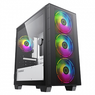 Компьютерный корпус, без блока питания mATX/ Gamemax Aero Mini mATX case, black, w/o PSU, w/1xUSB3.0+1xUSB2.0, w/3x12cm ARGB front fans GMX-12-Rainbow-D), w/1x12cm ARGB rear fan (GMX-12-Rainbow-D)