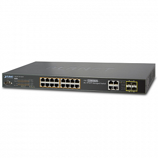 коммутатор/ PLANET IPv6 Managed 16-Port 802.3at PoE Gigabit Ethernet Switch + 4-Port SFP (230W)