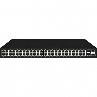 PoE коммутатор Fast Ethernet на 48 x RJ45 + 2 x GE Combo uplink портов. Порты: 48 x FE (10/100 Base-T) с поддержкой PoE (IEEE 802.3af/at), 2 x GE Combo Uplink (RJ45 + SFP). Соответствует стандартам PoE IEEE 802.3af/at. Автоматическое определение PoE устро