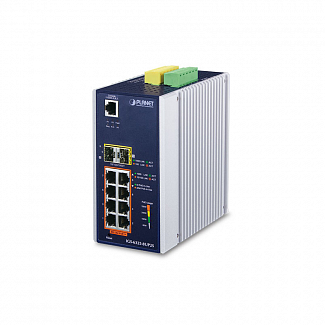 коммутатор/ PLANET IGS-6325-8UP2S IP30 DIN-rail Industrial L3 8-Port 10/100/1000T 802.3bt PoE + 2-port 1G/2.5G SFP Full Managed Switch (-40 to 75 C, 8-port 95W PoE++, 802.3bt/PoH/Force modes, dual redundant power input on 48~56VDC terminal block, DIDO, ER