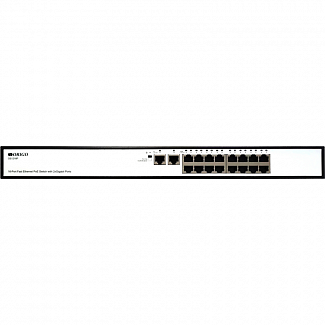 Коммутатор/ Unmanaged Switch 16x100Base-TX PoE, 2x1000Base-T, PoE Budget 190W, Long-range PoE up to 250m, 19" w/brackets