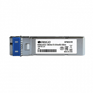 Трансивер/ WDM SFP-трансивер, 1000Base-BX-U (Simplex LC), Tx:1310 нм, Rx:1550 нм, для одномодового кабеля, до 20 км
