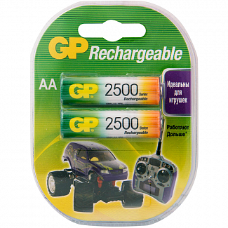 Перезаряжаемые аккумуляторы GP 250AAHC AA, емкость 2450 мАч - 2 шт. в клемшеле