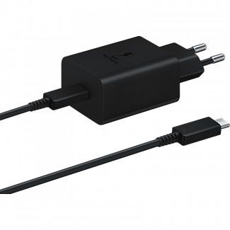 Зарядное устройство/ СЗУ для мобильных устройств с функцией быстрой зарядки Power Delivery, 45Вт (USB Type-C порт, кабель USB Type-C в комплекте), чёрное