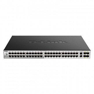Коммутатор/ DGS-3130-54TS Managed L3 Stackable Switch 48x1000Base-T, 2x10GBase-T, 4x10GBase-X SFP+, Surge 6KV, CLI, 1000Base-T Management, RJ45 Console, USB, RPS, Dying Gasp