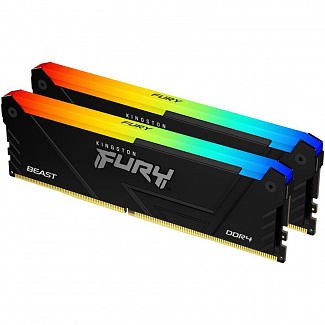 Память оперативная/ Kingston 32GB 3600MT/s DDR4 CL18 DIMM (Kit of 2) FURY Beast RGB