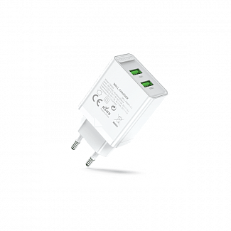 Сетевое зарядное устройство Vention на 2 порта USB (A+A) QC 3.0 Белый
