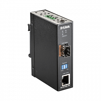 Трансивер/ DIS-M100G-SW Industrial Media Converter 1000Base-T to 1000Base-X SFP, DIN-Rail, IP30, - 40° to 70°C
