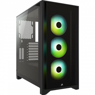 Корпус без блока питания/ Case Corsair iCUE 4000X RGB, Midi-Tower, TG, 3x120mm RGB, 1xUSB-A 3.2, 1xUSB 3.2 Type-C, E-ATX, ATX, mATX, mITX Black