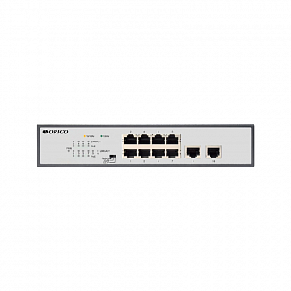 Unmanaged Switch 8x1000Base-T PoE, 2x1000Base-T, PoE Budget 120W, Long-range PoE up to 250m, 19" w/brackets