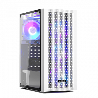 Корпус без блока питания/ PCCOOLER MA100 MESH WH, Mesh Mid Tower, White, TG, 0.4 SPCC, no fans ATX, mATX, mITX 160/310/180mm 2x2.5", 2x3.5", 7xPCI 1xUSB-A 3.0, 2xUSB-A 2.0 360x200x446mm