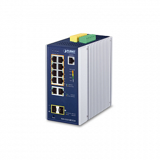 коммутатор/ PLANET IP30 Industrial L2+/L4 8-Port 1000T 802.3at PoE + 2-Port 10/100/1000T + 2-Port 100/1000X SFP Full Managed Switch (-40 to 75 C, dual redundant power input on 48~56VDC terminal block, DIDO, ERPS Ring, 1588, ONVIF, Cybersecurity features)